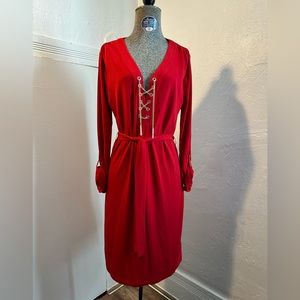 Smokin hot Vintage sz S Michael Kors fire engine red dress with gold hardware 🔥